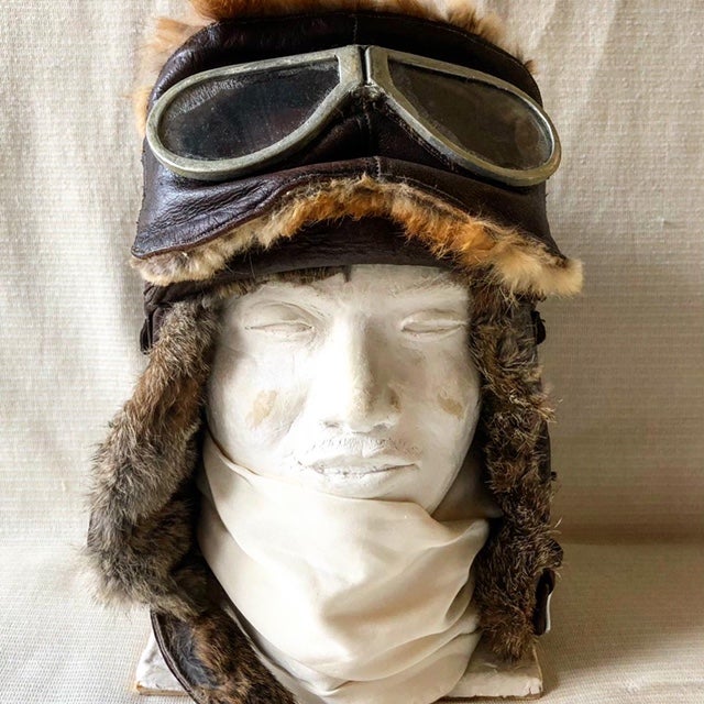 新作】日本海軍 初期前期型冬用飛行帽と航空眼鏡甲（初期型と鷲の目型