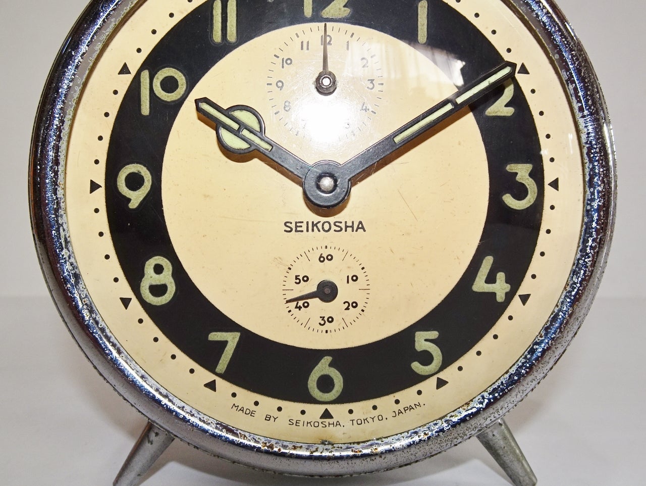 SEIKO 精工舎 アンティーク 置き時計 ニューコロナ クローム 夜光