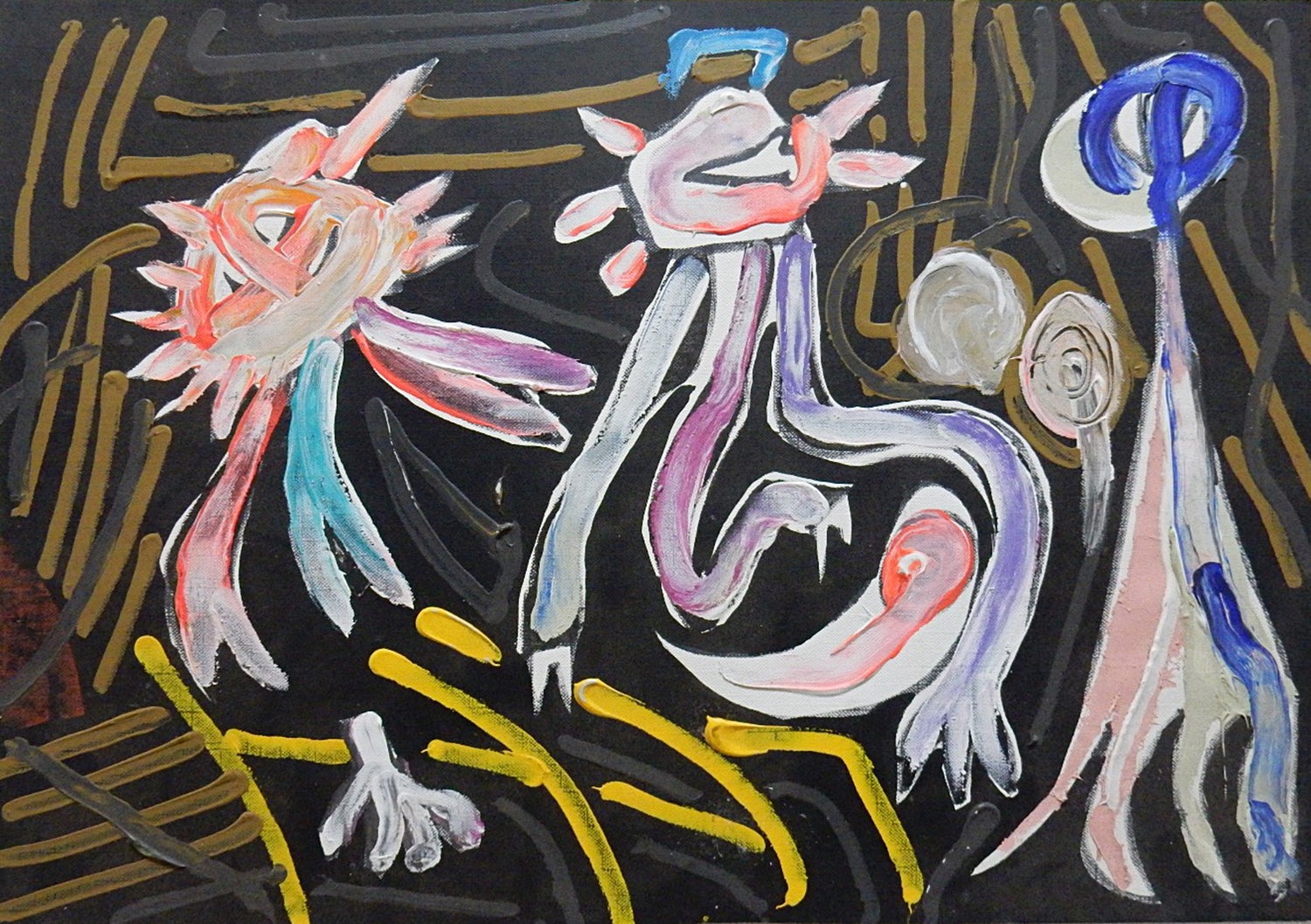 藤野忠利シルクスクリーン版画「大入」(紅白2枚セット)1987 具体美