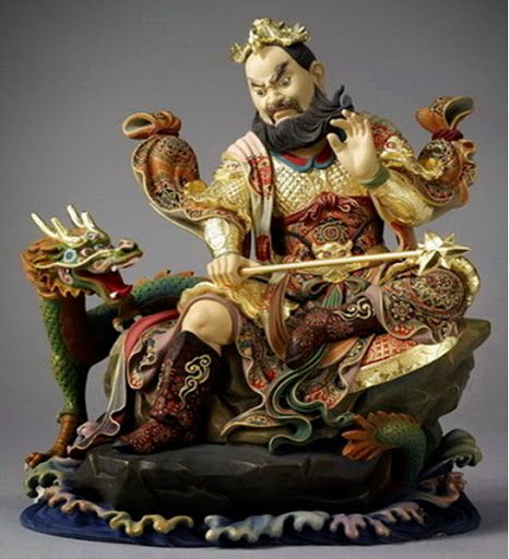 仏教美術 彩色木彫 二十八部衆像 難陀龍王像 歓喜龍王像 仏像 U R7777B