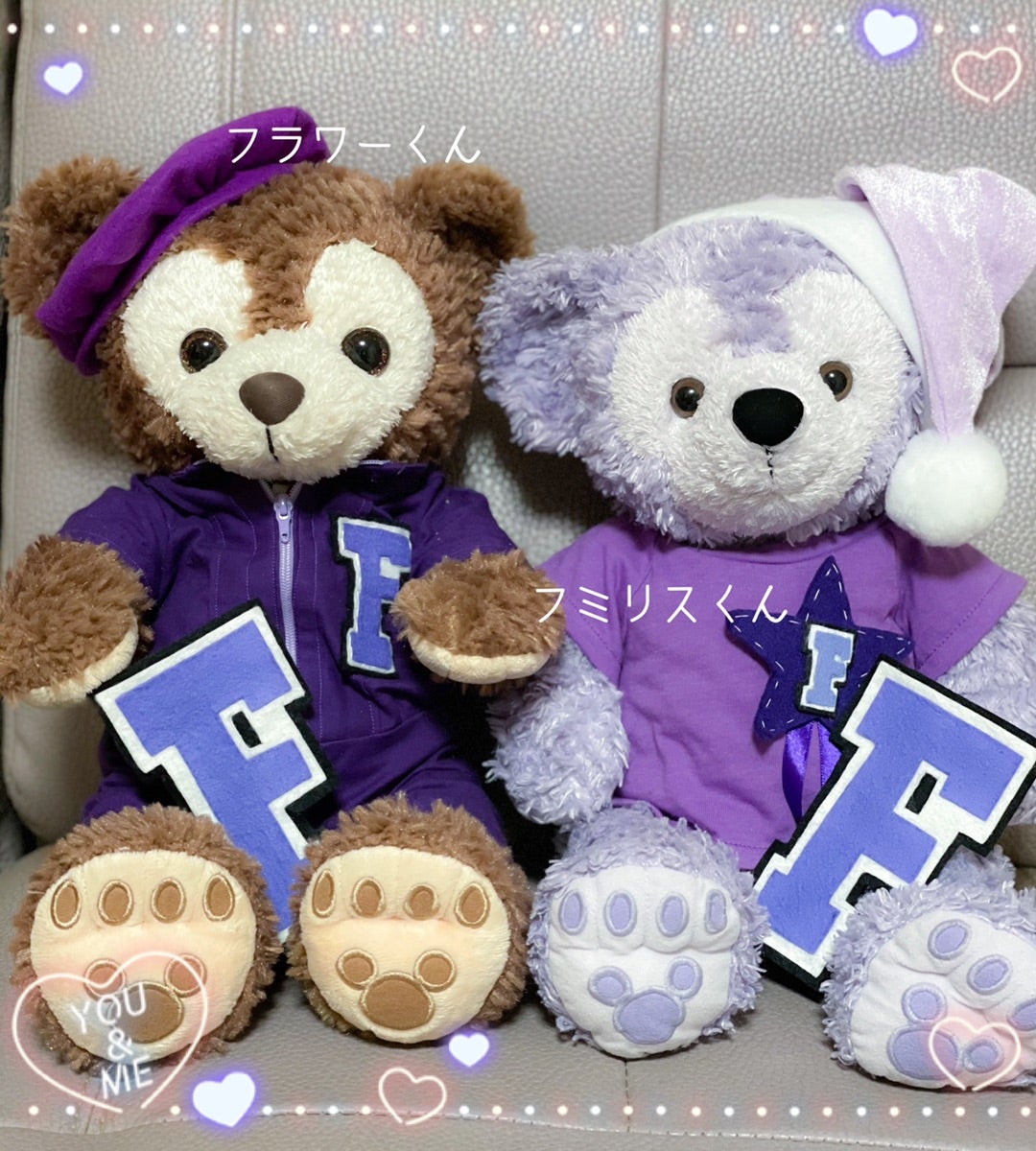 WDW ダッフィー ☆パープル☆ ディズニーベア 初期 ビーズ 白タグ