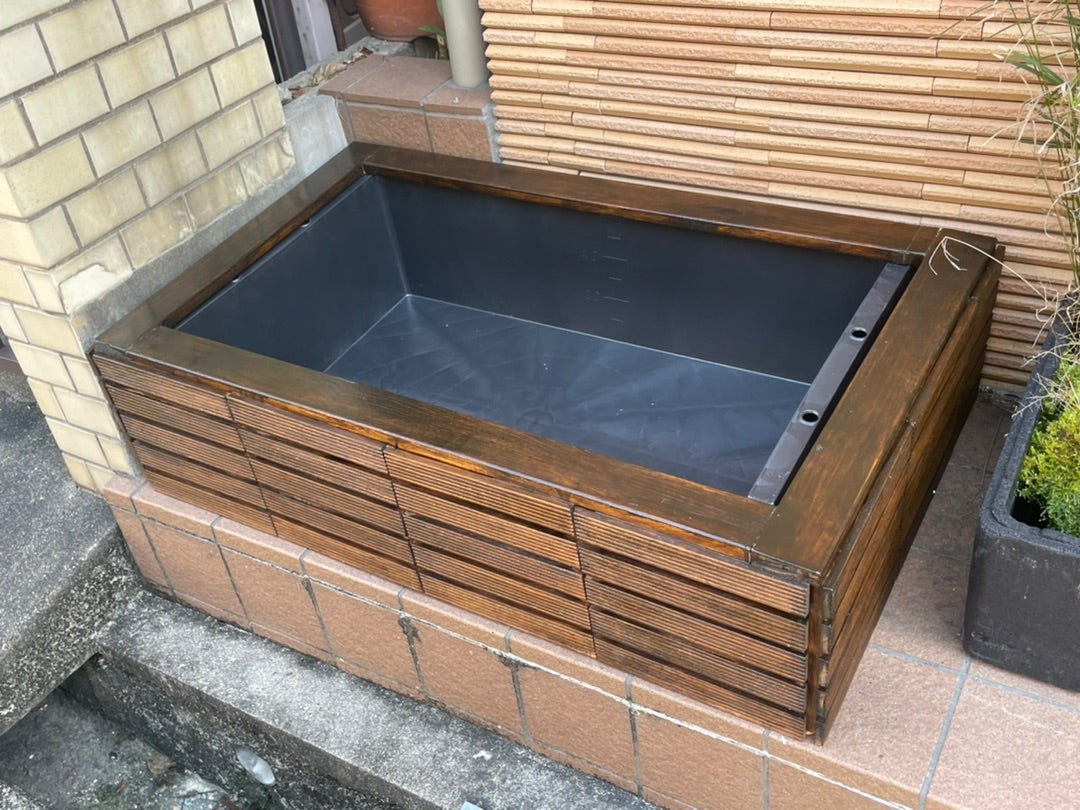 108)トロ舟60L+木枠 ビオトープ メダカ いも様オーダー品 ビオトープ木