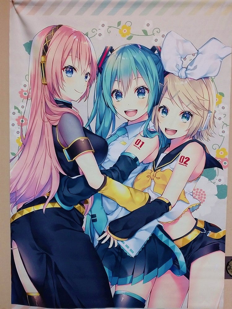 初音ミク 鏡音リン 鏡音レン 巡音ルカ 等身大タペストリー4点セット