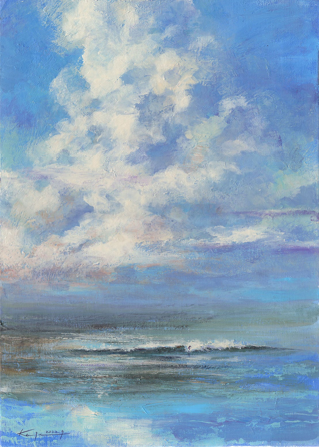 青色系 波と空の風景 絵画海 【公式通販】