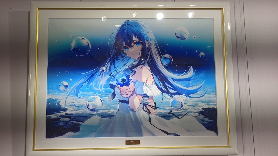 おしおしお 初個展 A2 複製原画 青光 直筆サイン おしおしお初個展「青