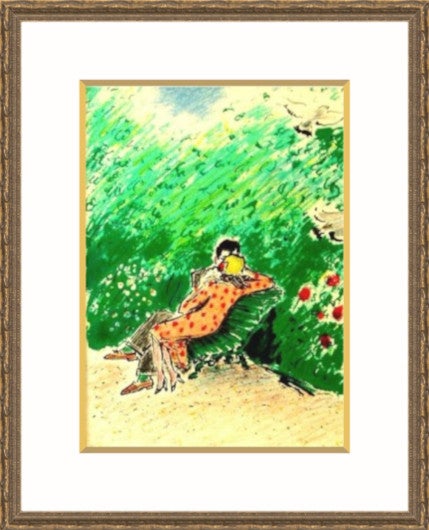 カシニヨールのリトグラフ 公園 カシニョール☆公園の婦人の