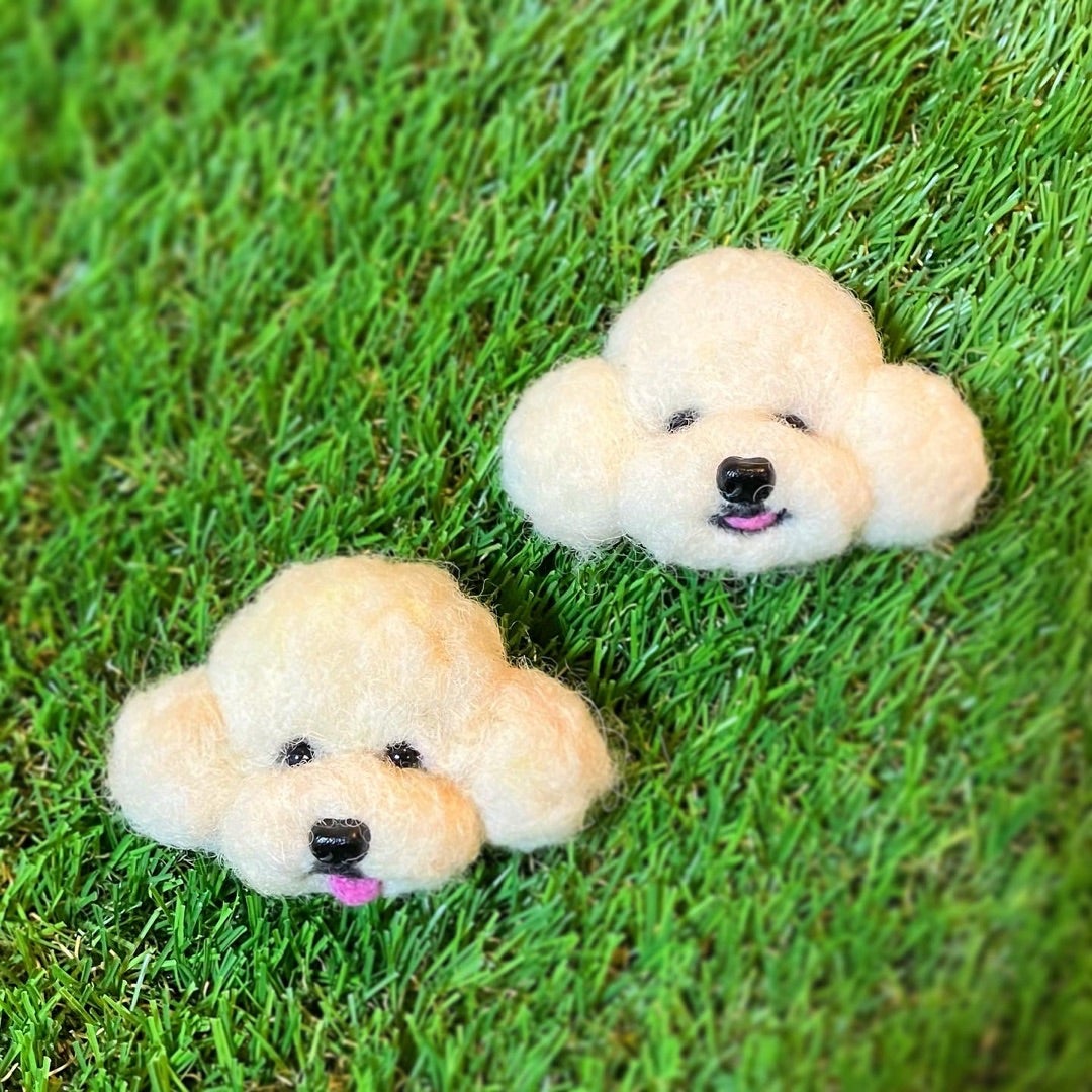 羊毛フェルト トイプードル グレー ストラップ 付き かんたんニードル