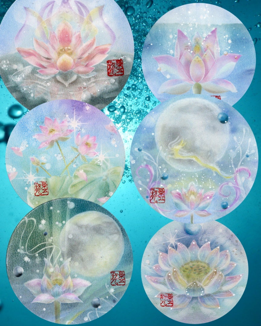 抽象的なパステル画 植物と球体宙花 抽象的なパステル画 植物と球体宙