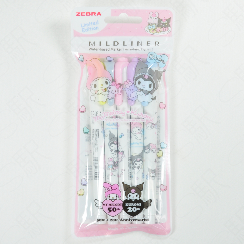 Zebra Mildliner 5-Color Highlighter Set x Sanrio [WKT7-MMKU-5C