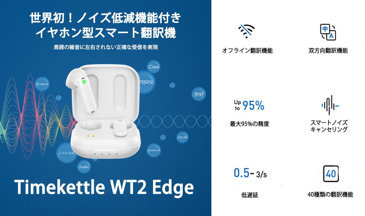 第2弾】同時翻訳で自然な会話が実現！イヤホン型翻訳機「WT2 Edge