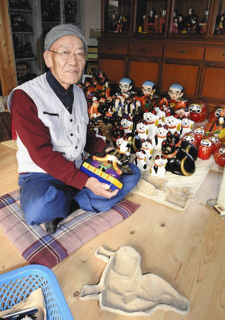 菊川・焼き雛「坊之谷土人形」、梅まつりで公開 4代目高木さん：中日