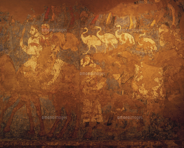 アフラシャブ博物館のソグド人の壁画[25093006510]の写真・イラスト