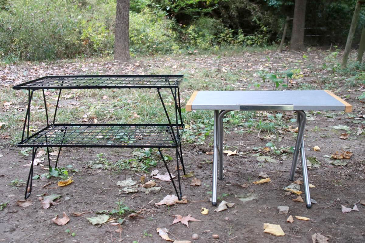 ユニフレーム フィールドラック赤2枚・ステン天板・専用ケース 4点