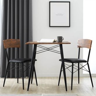 コンパクトサイズが魅力の2人掛けダイニングテーブルセット(ダーク