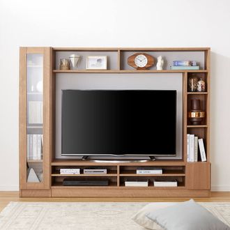 壁面収納付テレビ台 木製 強化ガラス使用 [幅180] | 【公式】LOWYA