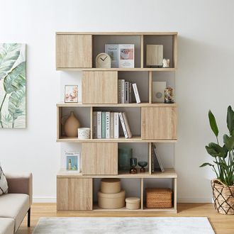 木目調キャビネット 収納棚 5段 | 【公式】LOWYA(ロウヤ) 家具