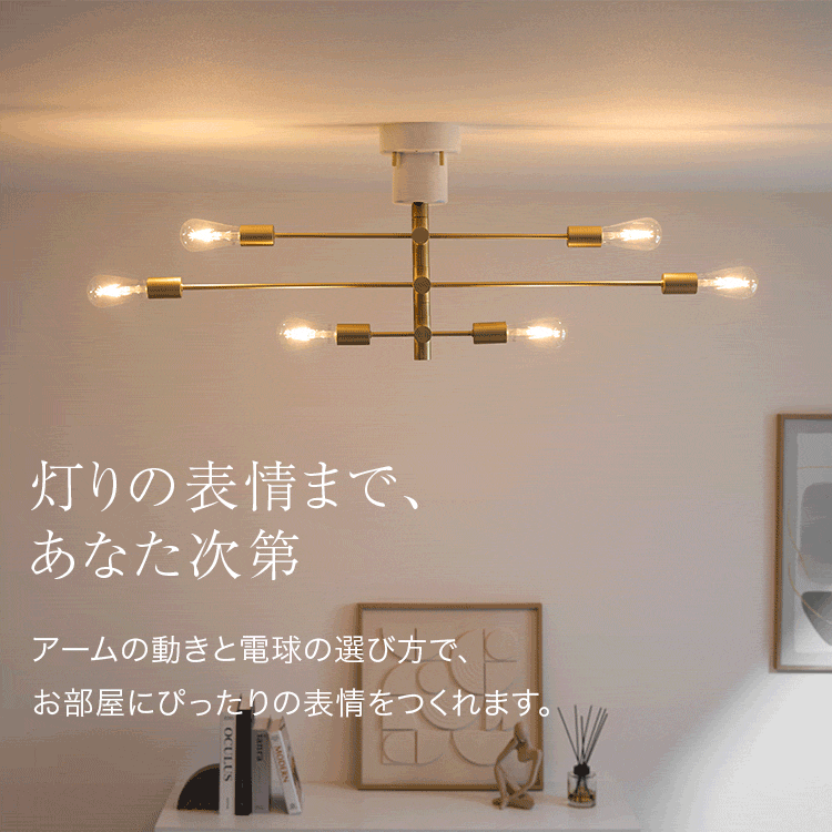 LOWYA | モダンシーリングライト 自由アーム調整 6灯] シーリング
