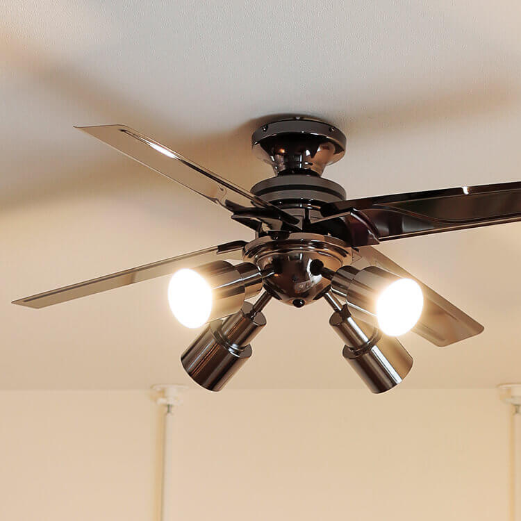 LOWYA ラスボルタ4灯 シーリングファンライトWH/NA LED電球4つ付き