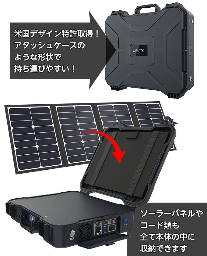 MONTEK 耐水耐衝撃の本体にパネル・コードも収納できる真のポータブル