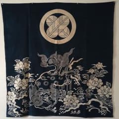 古布 筒がき 型染 タペストリー 藍染 襤褸 アンティーク 違い鷹の羽