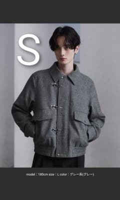 CLEL ウールブレンド ヘリンボーンツイードファイヤーマンブルゾン S