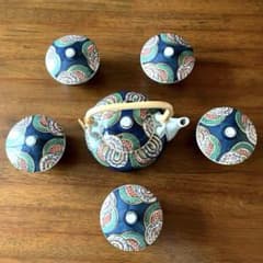 美品』有田焼 金彩 茶器 急須 蓋付湯呑 染付 5客組 未使用品 - メルカリ