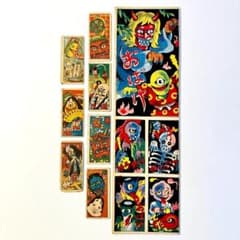 妖怪お化けめんこ11枚□おばけ 幽霊 ろくろ首 鬼 どくろ 昭和レトロ