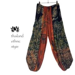 新品】アラジンパンツ レーヨン ヒンディー文字 オレンジ系 F09 - メルカリ