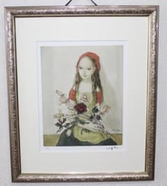 藤田嗣治 エスタンプリトグラフ「バラと少女」 6/75 - メルカリ