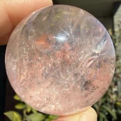 高品質 ピンクアゼツライト スフィア 虹入り 台座付き ピンククォーツ