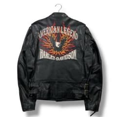 極美品 ハーレーダビッドソン レザージャケット XL ファイヤーパターン