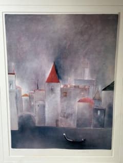 二科会理事故塙 賢三リトグラフ194/280 ドラゴンの見える街 - メルカリ