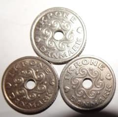 ☆超特価☆デンマーク硬貨【1クローネ3枚 (1992年)】 約20mm - メルカリ
