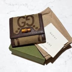 極美品】GUCCI バンブー GG ダイアナ コンパクトウォレット 2つ折り