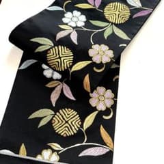 西陣織袋帯未仕立（株）大光 黒地秀麗花宴文 正絹 新品 芯入仕立代込