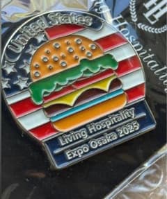 激レア！！ 大阪・関西万博 アメリカ館 ハンバーガー ピンバッジ