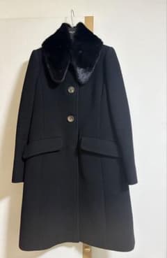 miumiu 膝丈シングルウールコート38 ブラック ミンクファー付き - メルカリ