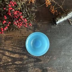 骨董 時代ガラス 空色 練りガラス 反り口 向付 氷コップ ウラン②