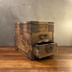 明治 時代物 硯箱 古道具 蔵出し 杉材 時代箪笥 骨董品 小引出し 和