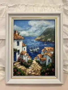 大澤扶二子□湘南の海江ノ島□赤富士□絵画□油彩□