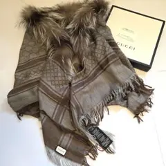 美品✨GUCCI GG柄 フォックスファー ストール マフラースカーフ ロゴ