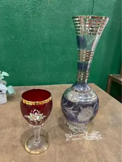 希少美品✨ボヘミアングラス エーゲルマン デカンター 赤×金彩 高級