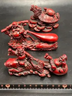 木彫り七福神 開運 商売繁盛 縁起物 大黒天様 恵比寿様 一刀彫 木彫り