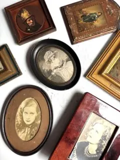 希少 18世紀フランスアンティーク調 漆金彫刻付き木製油彩額縁 P10