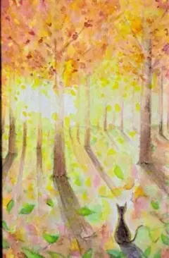 もみじ」｜絵画 原画 抽象画 植物画 イラスト ドローイング 秋 紅葉