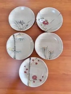 和食器 茶懐石 幸兵衛窯 灰釉 銘々皿 五客 共箱 N 9396