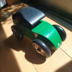 美品】木製クラシックカー風おもちゃグリーンアンティーク