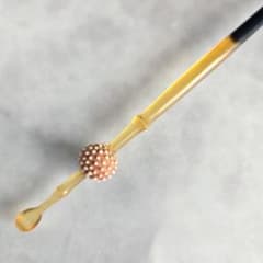 アンティーク時代物ウラン和ガラスかんざし簪和装小物江戸ガラス提灯型