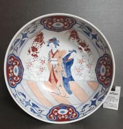 中国古美術中国古陶磁器古玩色絵美人図特大大鉢径35.4cm 道光年製