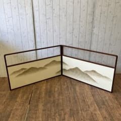 AJ45 風呂先屏風 柾矢羽網代 利休梅 リバーシブル 未使用 美品紙箱 茶道具